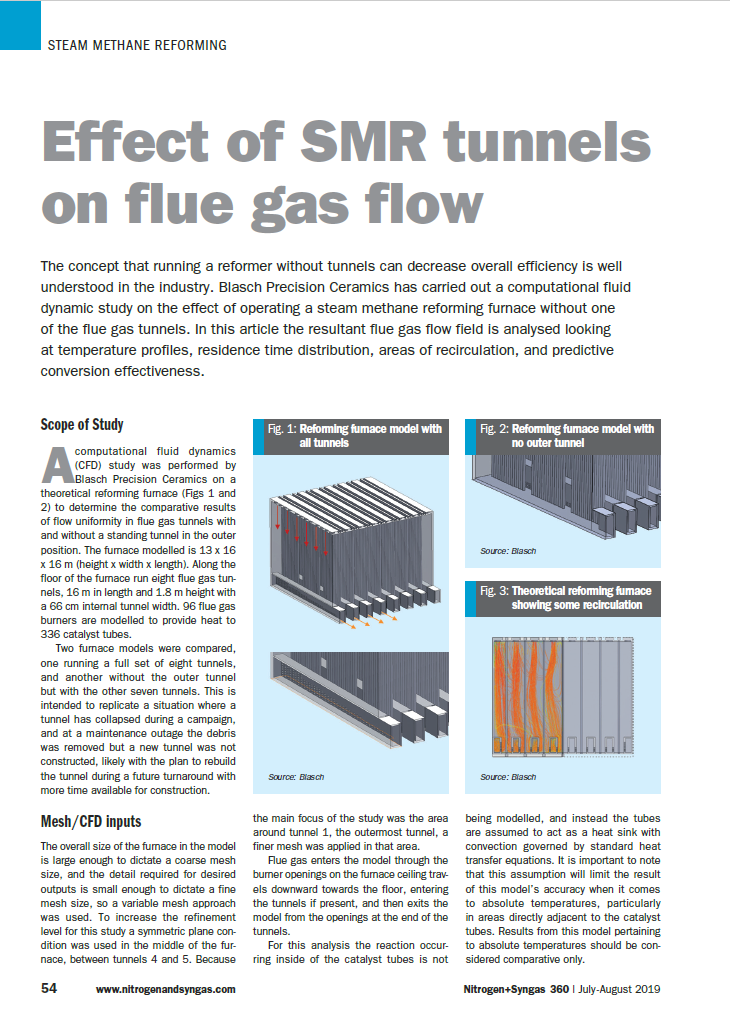 First page of "Effect of SMR tunnels on flue gas flow" article.